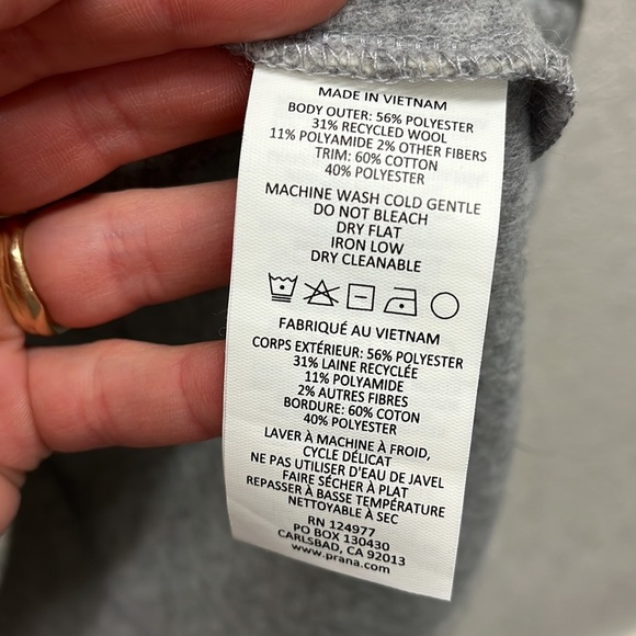 PrAna Mattea Sweater in Light Gray Wool Blend XS - Picture 8 of 14